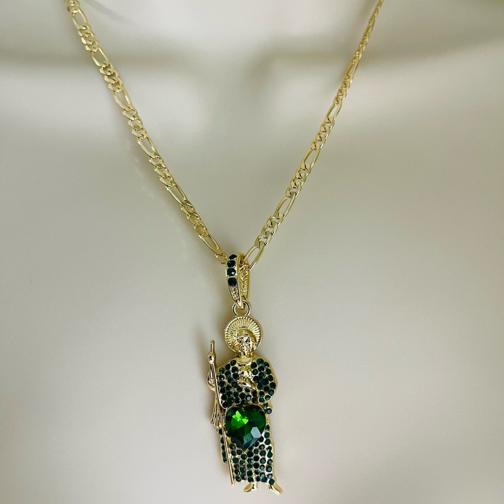 Saint Jude Necklace Gold Plated 18k/ San Judas Collar Baño De Oro Italiano 18k